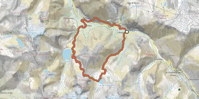 The Tour de l'Aiguille de Vénosc track on the OpenTopoMap map