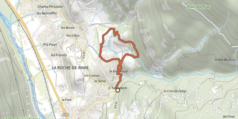 Map of the THEMED PATH: The Serre-Duc Canal track on the IGN map, with the start and numbered waypoints
