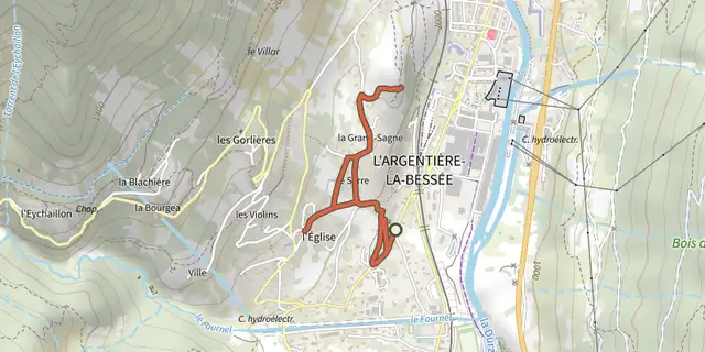The RANDOLAND: L’Argentière-la-Bessée track on the IGN map