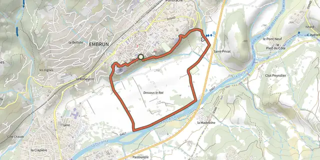 The La plaine sous le roc track on the IGN map