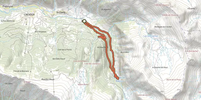 Tracé de La Cascade de Razis sur le Plan IGN