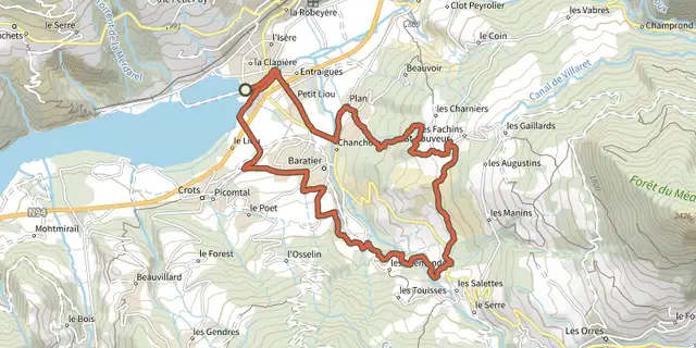 Tracé de Circuit de Saint Sauveur sur le Plan IGN