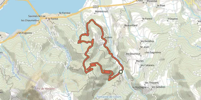 Tracé de La Combe de l'Izoard sur le Plan IGN