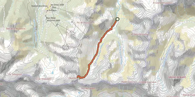 The l'Aupillon track on the IGN map
