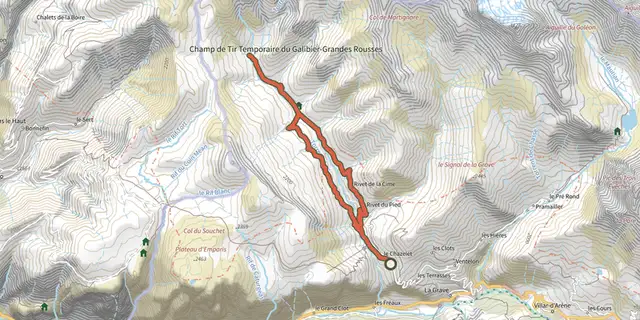 The Vallon de la Buffe track on the IGN map