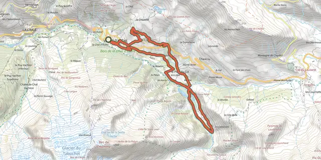 The Les Hameaux de Villar d'Arêne track on the IGN map