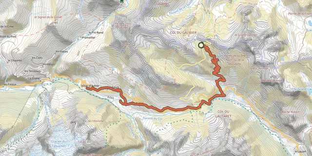 The Galibier Villar-d'Arêne track on the IGN map