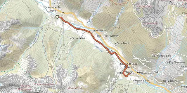 The Monetier - Villeneuve track on the IGN map