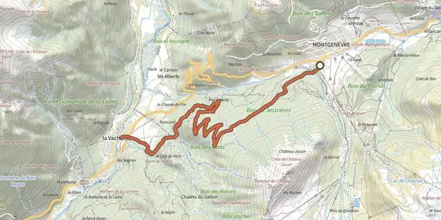 Tracé de La Vachette sur le Plan IGN