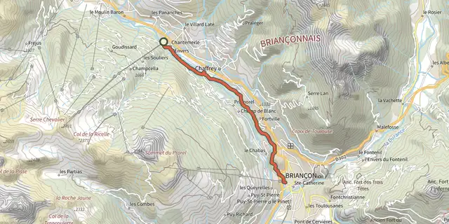 The Chantemerle - Briançon - Premier tronçon de la Via Guisane track on the IGN map