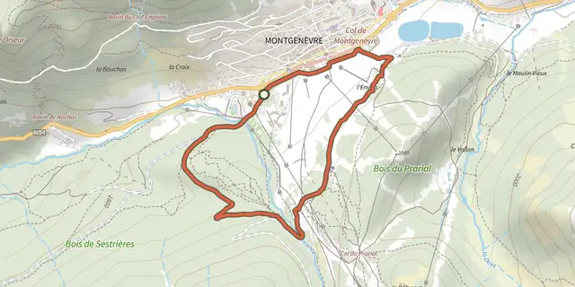 Tracé de Le Tour du petit Montgenèvre sur la carte OpenTopoMap