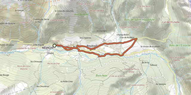 Tracé de Les Hameaux de Nevache sur le Plan IGN