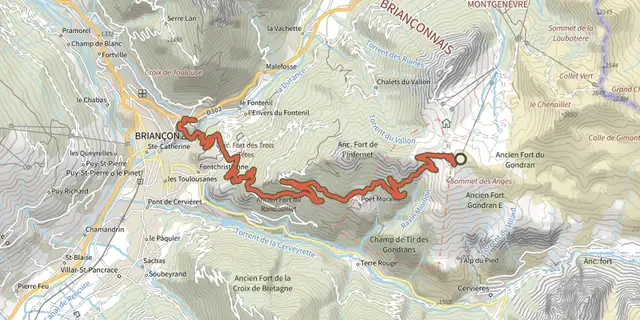 The Les Balcons de la Cerveyrette track on the IGN map