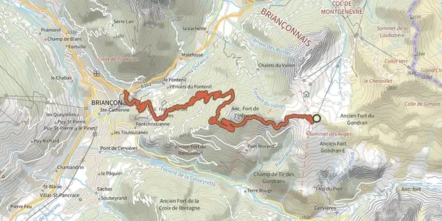 The Le Tour du Fort de l'Infernet track on the IGN map