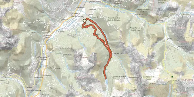 The Mélézin track on the IGN map