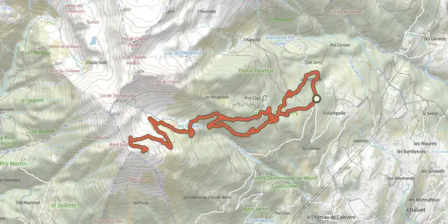 The Mont Guillaume, Seyères chapel track on the IGN map