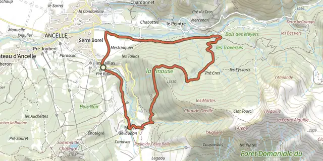The La Pinouse track on the IGN map