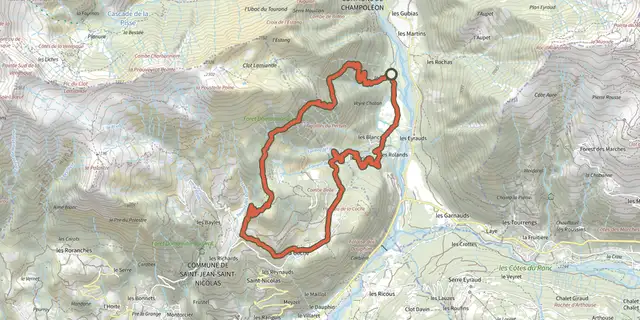 The Au-dessus des Drac track on the IGN map