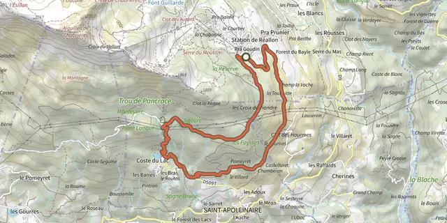 The Saint-Apollinaire lake track on the OpenTopoMap map