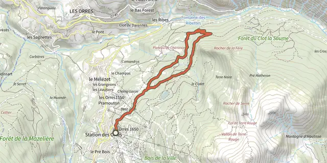 The Chemin du garde track on the IGN map