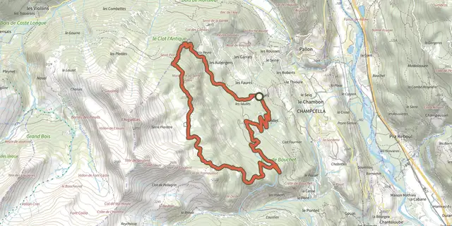 The Le circuit de Clot Laffont track on the OpenTopoMap map