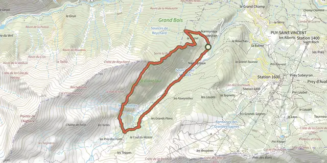 Tracé de La cabane des Grands Plans sur le Plan IGN