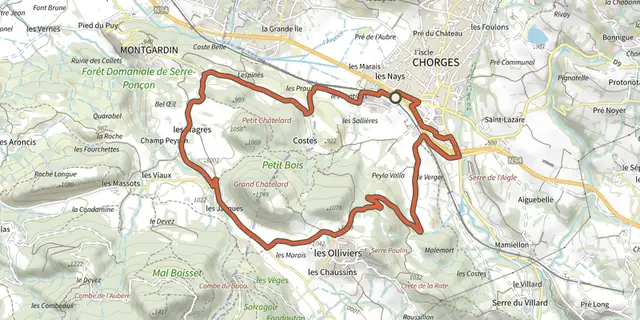 The Discovering Les Olliviers track on the IGN map