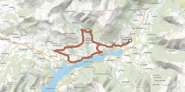 The Right bank Serre-Ponçon track on the IGN map