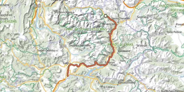 Tracé de La Durance à Vélo sur le Plan IGN