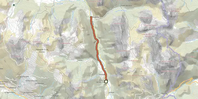 The Entre Val-des-Prés et Plampinet track on the IGN map