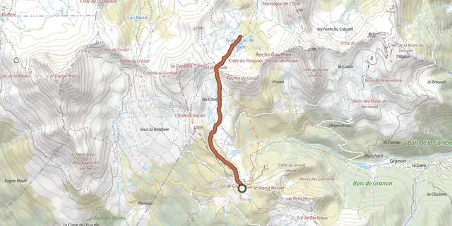 The Lac de l’Oule track on the OpenTopoMap map
