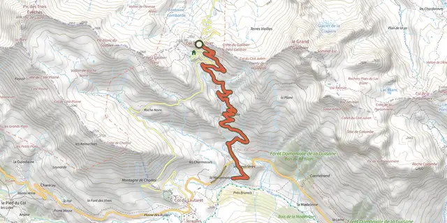 Tracé de Descente du Galibier sur le Plan IGN