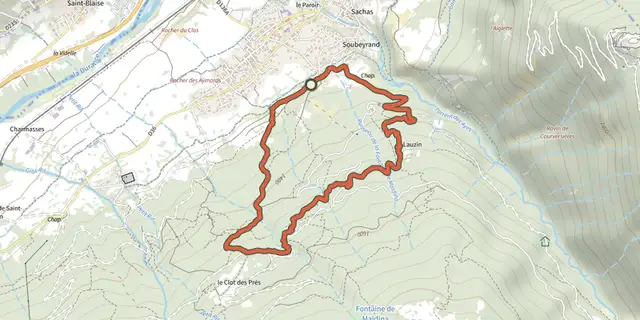 Tracé de La clairière du Lauzin sur le Plan IGN