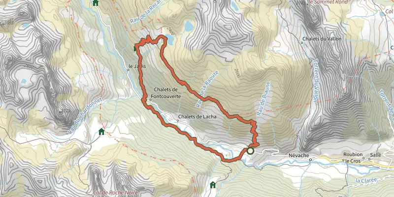 Carte du tracé de La boucle du Chemin de Ronde sur le Plan IGN, départ et points de passage numérotés