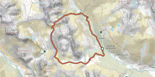 Tracé de Le tour du Queyrellin sur la carte OpenTopoMap