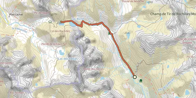 The Lac de la Clarée, Lac Rond et Lac du Grand Ban track on the IGN map