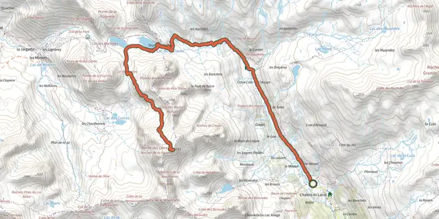 The Pointe des Cerces track on the IGN map