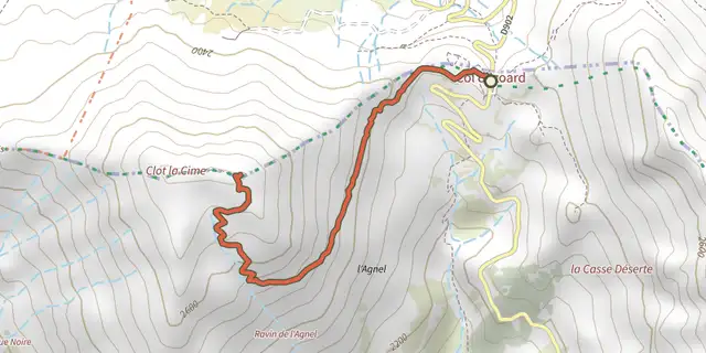 The Clot la Cime track on the IGN map
