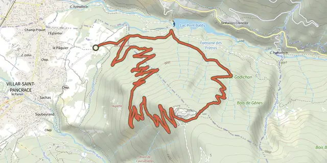 Tracé de La boucle du fort de la Croix de Bretagne sur le Plan IGN