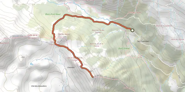 The La Croix d'Aquila track on the OpenTopoMap map
