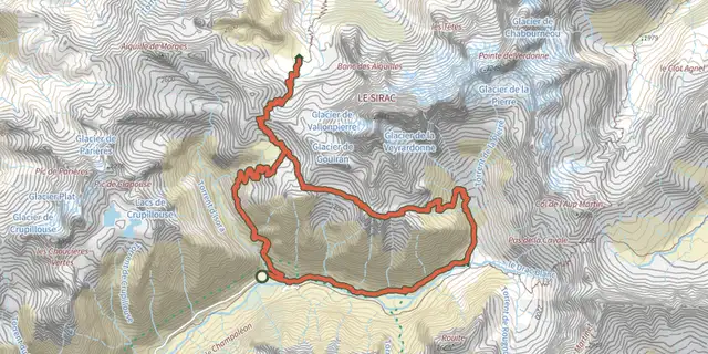 The De col en col jusqu'à Vallonpierre track on the IGN map