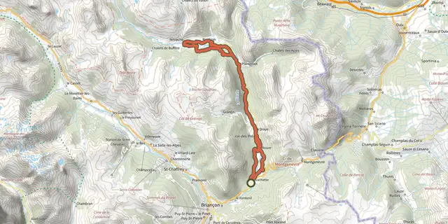Tracé de Circuit des cadrans solaires de la Clarée en VAE sur le Plan IGN