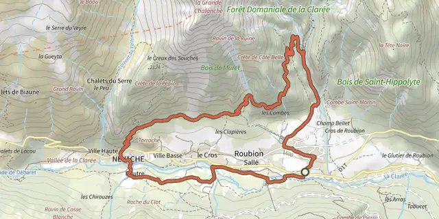 Tracé de La boucle des balcons de Névache sur le Plan IGN
