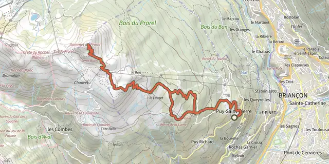 The Le sommet du Prorel track on the IGN map
