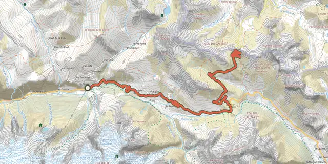 The De La Grave au Col du Galibier track on the IGN map