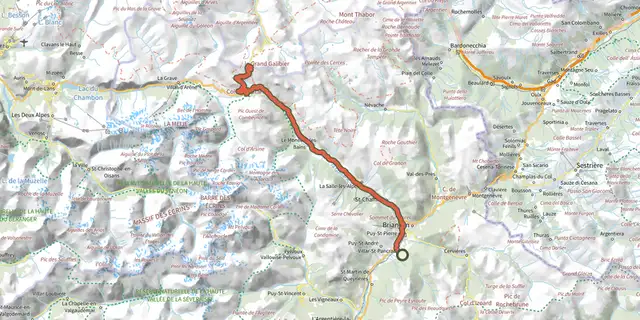 The De Villard-Saint-Pancrace au col du Galibier track on the IGN map