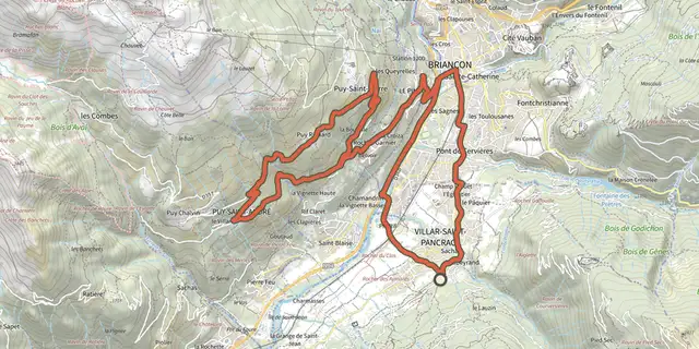 Tracé de La boucle des Puys sur le Plan IGN