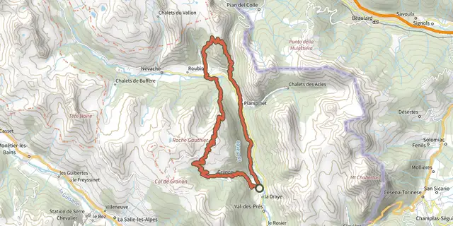 The La grande boucle de la Clarée track on the IGN map