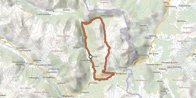 Tracé de La Val Sky Race sur le Plan IGN