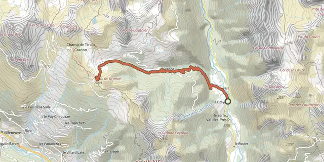 The Le col du Granon par Val-des-Prés track on the OpenTopoMap map